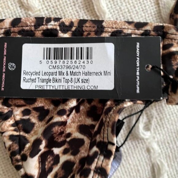 PrettyLittleThing Leopard Print Triangle Bikini Top Size 4 NWT - Picture 6 of 10
